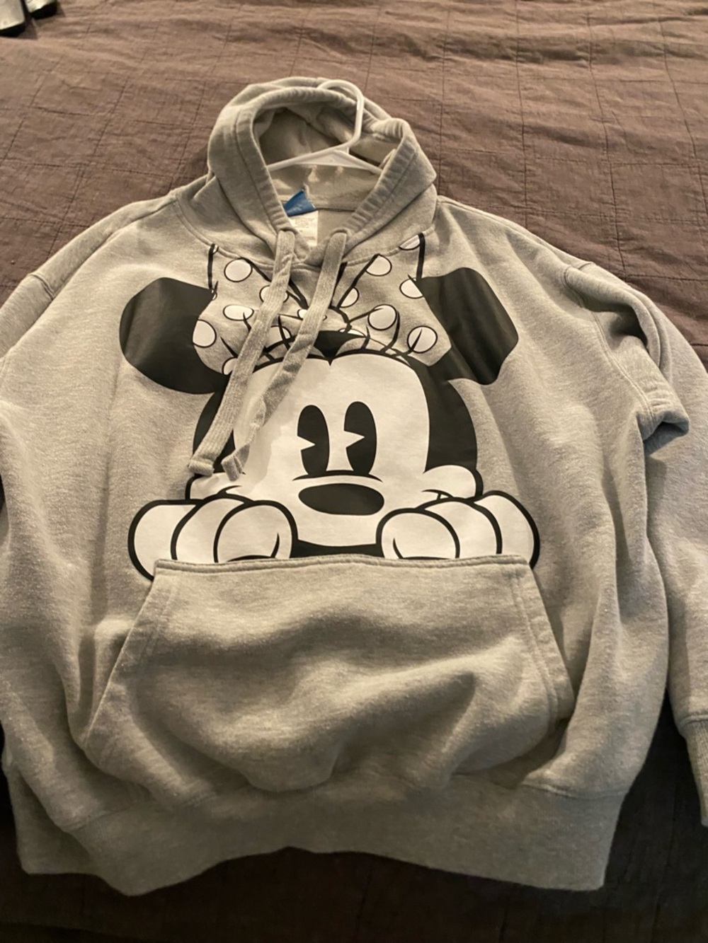 Disney Light Gray Pullover Hoodie with Minnie